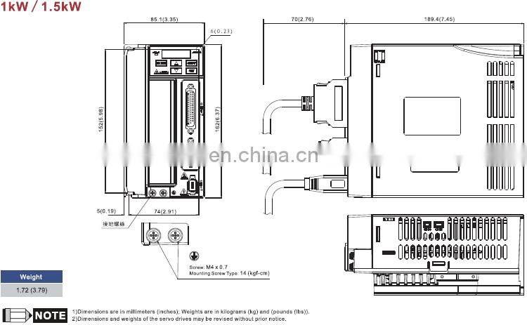 Delta 1kw cnc servo motor and driver ECMA-E21310SS + ASD-B2-1021-B