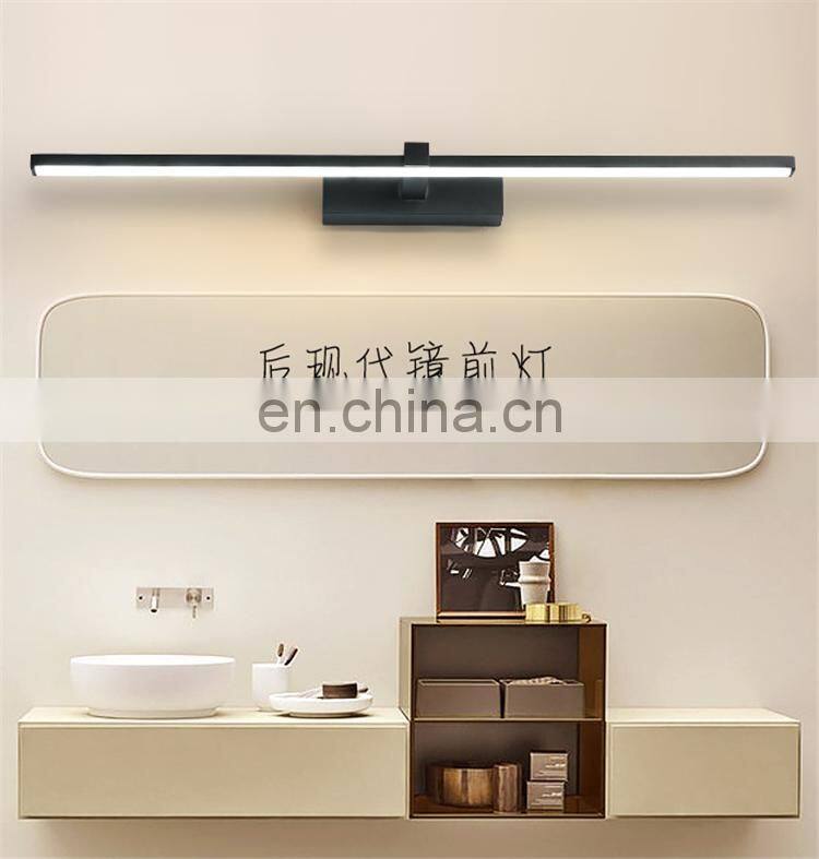 Modern long black white LED mirror cabinet light for bathroom hotel