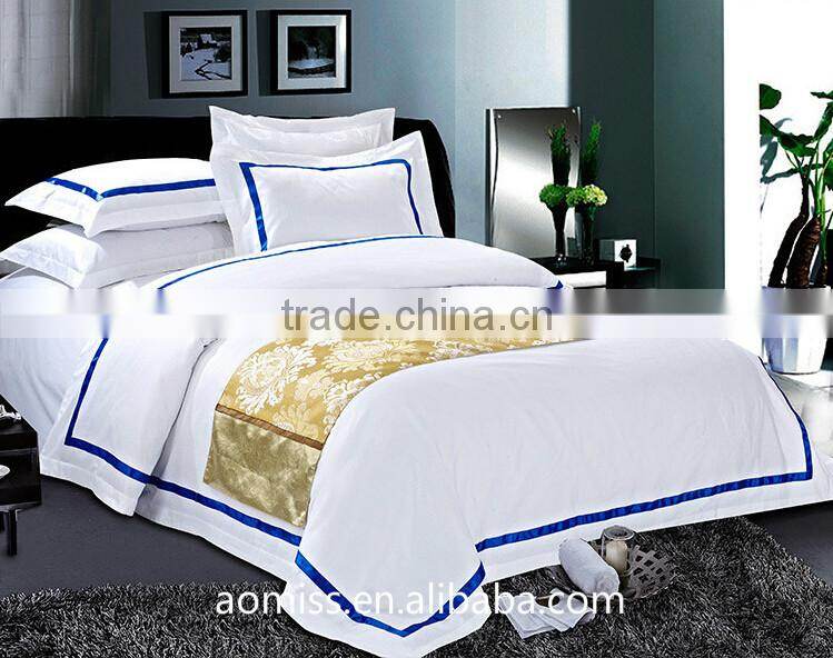 Cotton 400 Thread Count Hit Color Sateen bedding Set White Bed Linen Hotel