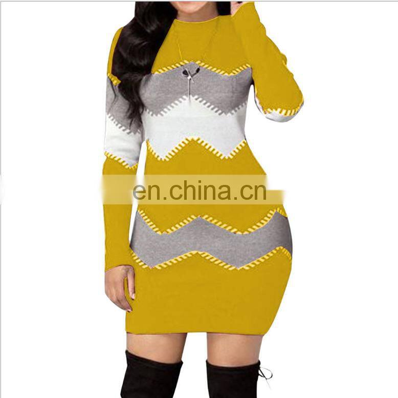 Wholesale custom-made women's Spring and autumn long-sleeved long-necked sweater pullover dress