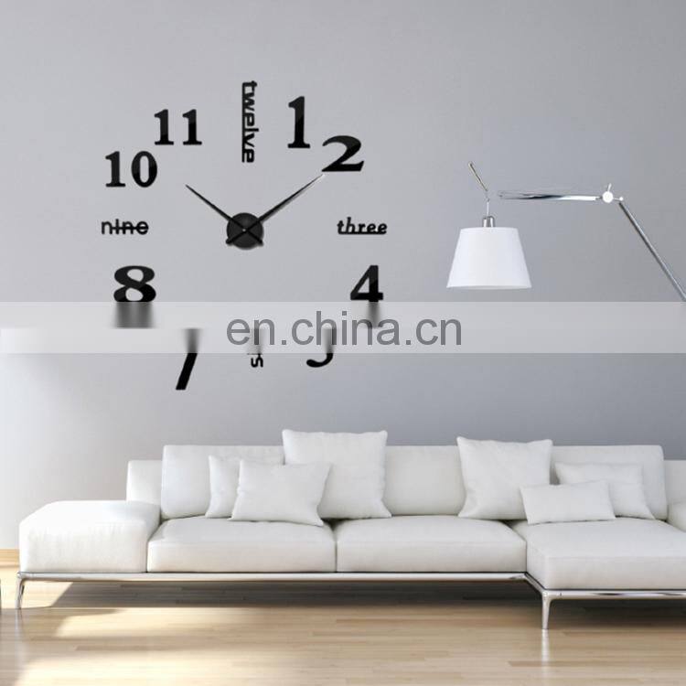 modern design 3d diy mirror frameless wall sticker clock decor