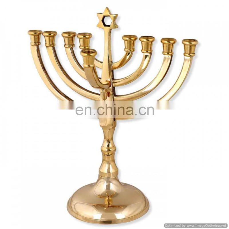 tall silver metal candle menorah