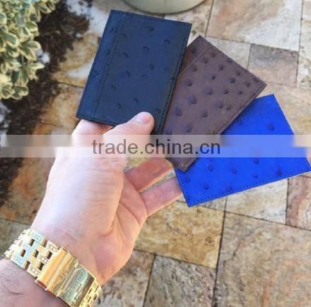 High quality luxury ostrich leaher card holder ostrich skin credit card holder