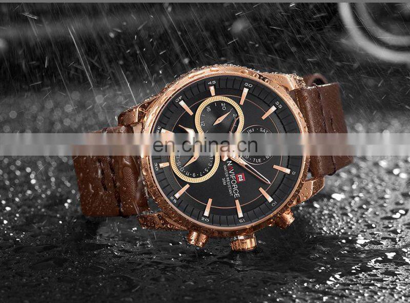 Naviforce 9148 Hot Sale Quartz Movement Wrist Watch Leather Waterproof Chronograph Watch Designer Mens Top Luxury Watches
