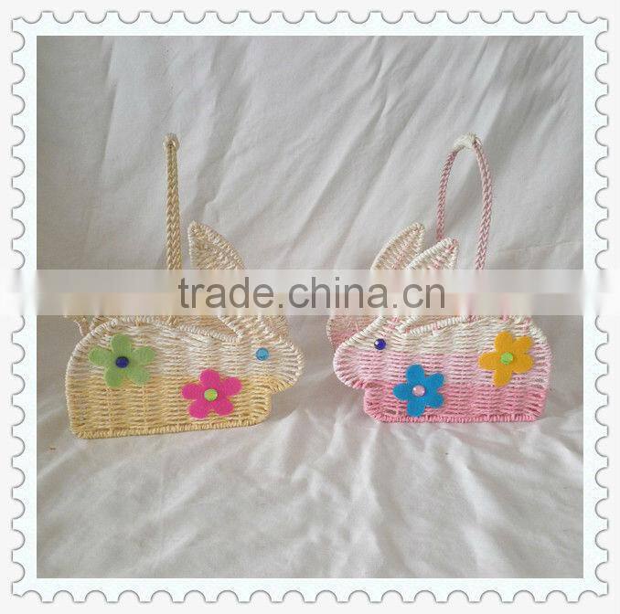 beautiful easter rabbit shape paper rope weaving animal shape baskets with handle