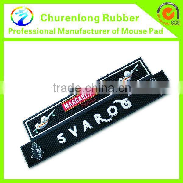 2016 Hot Selling Logo Branded Embossed Custom Anti Slip Soft PVC Beer Bar Mat