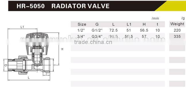 taizhou supplier HR5060 brass drain angle chrome radiation valve