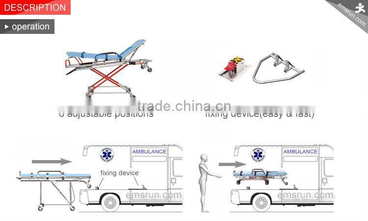 high quality X-frame Multi-level Ambulance Stretcher Trolley