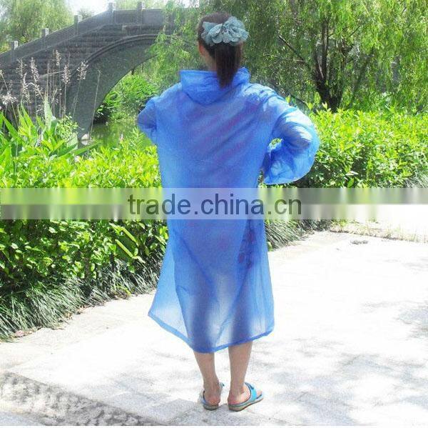 PE Waterproof Hooded Foldable Custom Pinted Rain Poncho