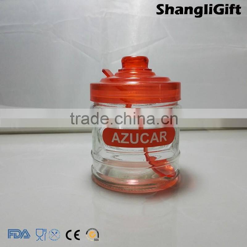 330ml Cylinder Glass Jar Glass Spice Bottles Three A Set With Scoop