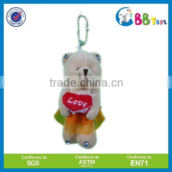 Customized plush keychain with logo wholesale promotion toy plush teddy bear keychain