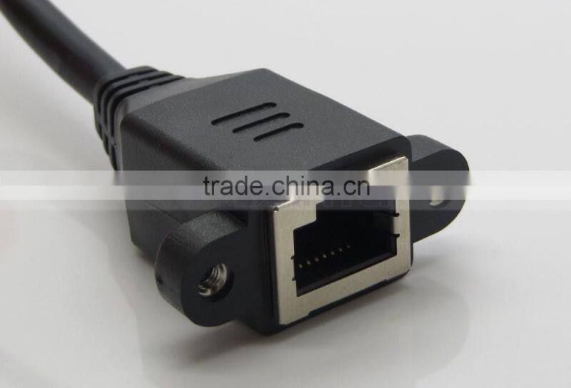 30cm/1M RJ45 Male to Female Screw Panel Mount Ethernet LAN Network Extension Cable