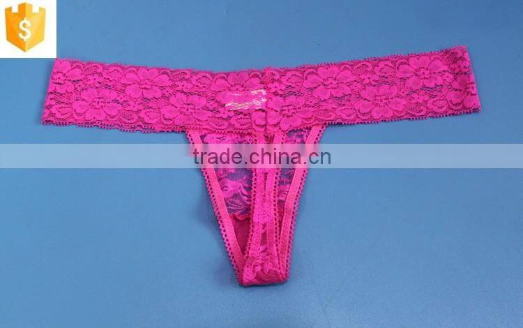 Comfortable Sexy Hot Sell Lace Pink Thongs Underwear Panty