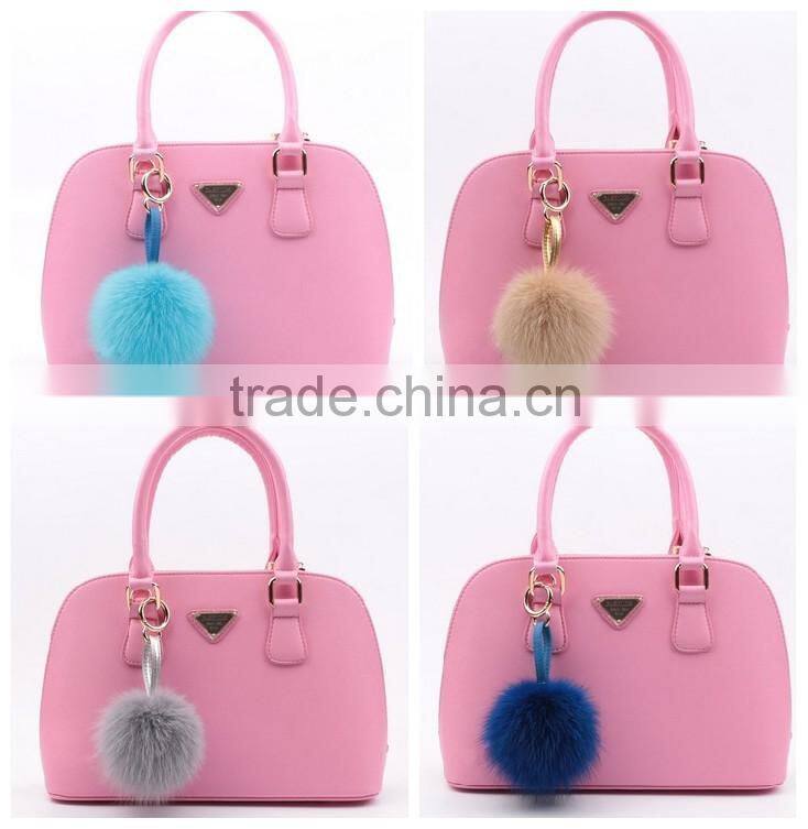 Multi Colors Women Girls Keychain Bag Phone Carkey Ornaments Fox Fur Pom Pom Keyring