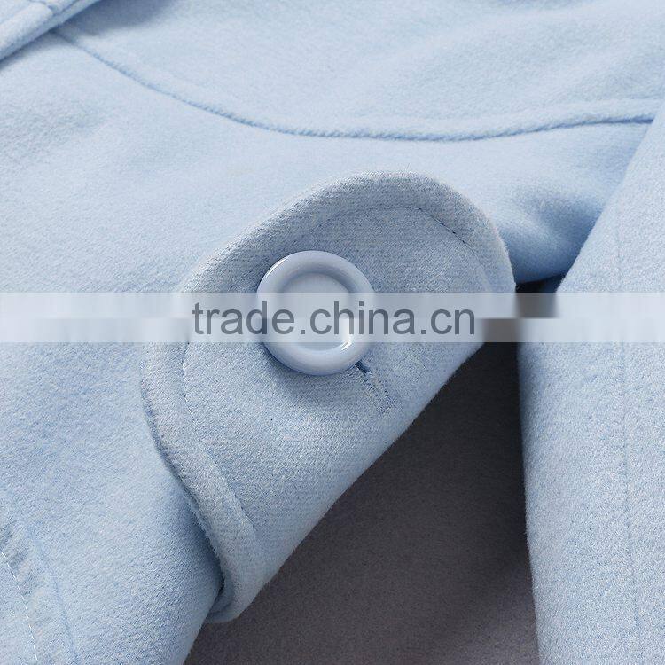2014 hot selling slim fit high quality brands fashion woolen breasted crystal blue coat women G167