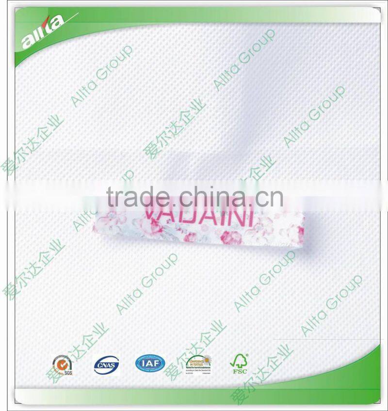 Custom colorful printed satin label for clothing