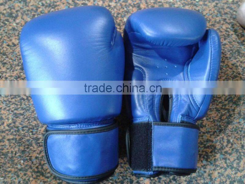 Professional Style Blue PU leather Boxing Training Gloves