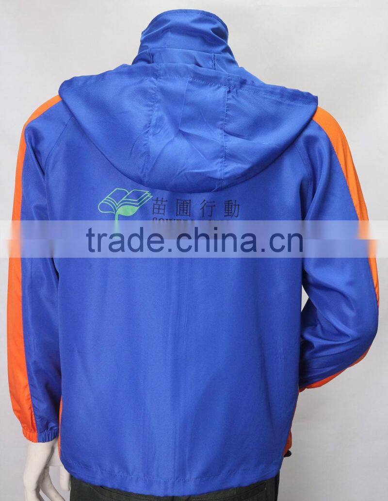 Waterproof hiddien hood promotional jacket