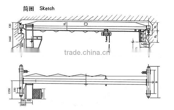 LD electric single girder overhead travelling crane 10 ton
