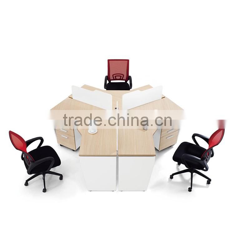 High quality!Mordern office furniture 120 degree wooden 3-seaters workstation