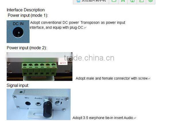 Wireless 12-24V RF RGB Music Audio Controller 6 key Remote for 5050 RGB Strip