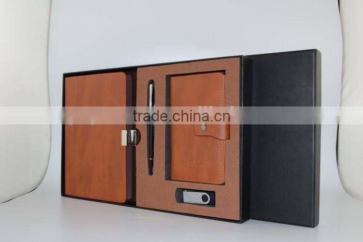 PU Leather Notebook USB Flash Drive Ball Pen Office Stationery Gift Set
