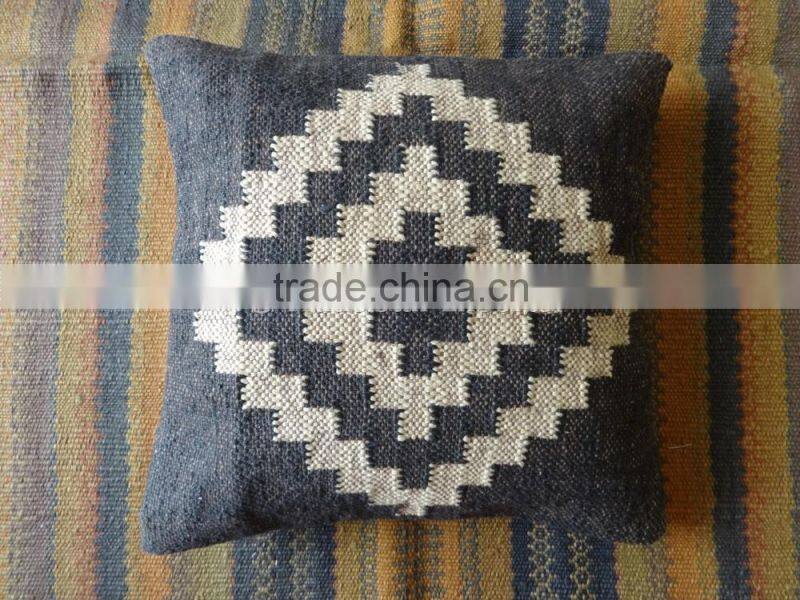 Hand Woven Kilim Pillow Cover Indian Jute Cushions 18X18 Decorative Throw Shams