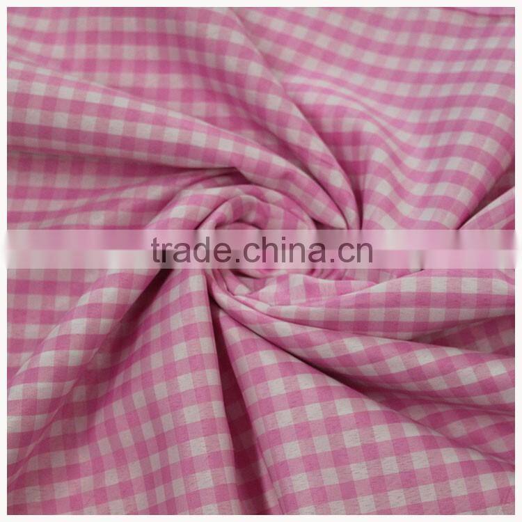 Fashionable lightweight cheap polyester check clothing fabric for ladies dress