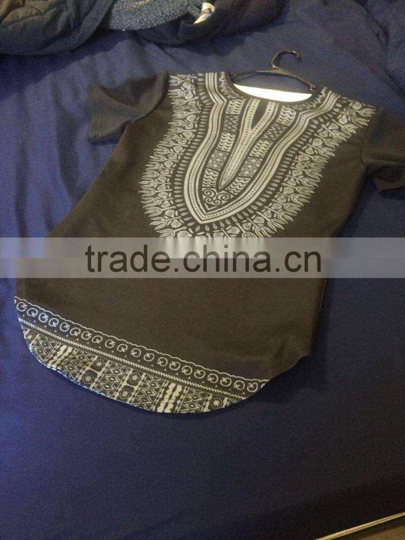 Wholesale dashiki supplier mens tall tee extra long side zip t shirt