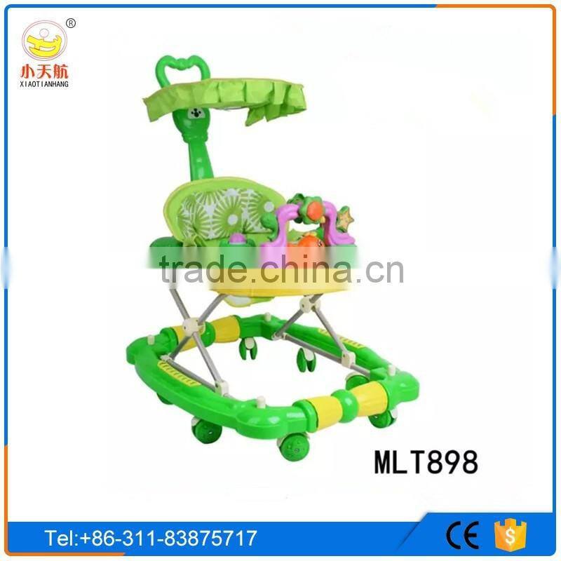 Cheap Plastic Round baby carrier walker with 8 rubber wheels adjustable pusher baby walker