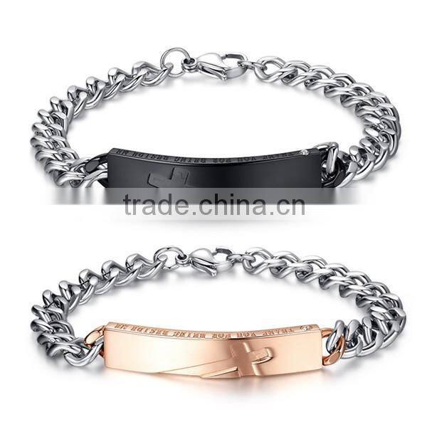 custom engrave id blank metal charm stainless steel bracelet
