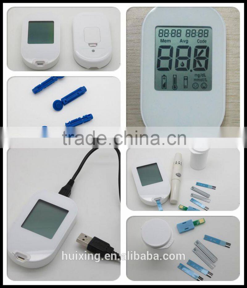 High quality Digital Blood Glucose Meter with Big welding Screen / SMT PCB / USB PC Connection / CR2032 battery