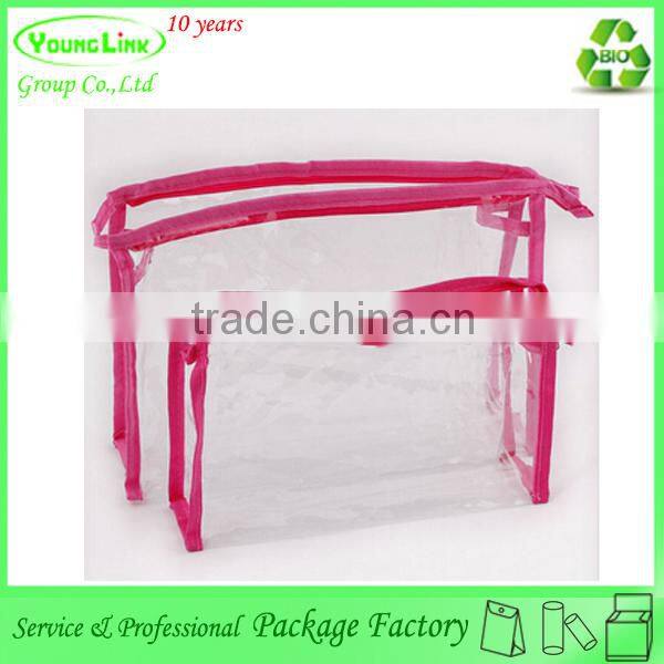 Transparent soft cosmetic bag/EVA zipper makeup tools bag/toiletry bag with handle