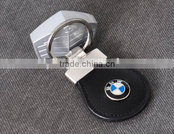 Customized popular leather auto key chains souvenir keychain leather and metal