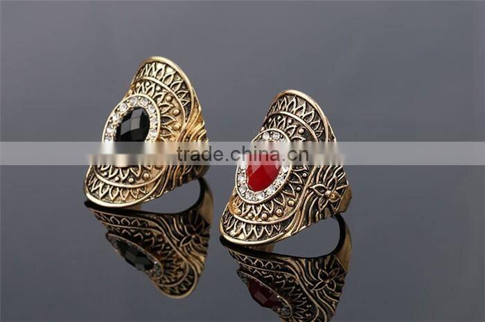 Fashion vintage jewelry zinc alloy gemstone latest gold ring designs for girls