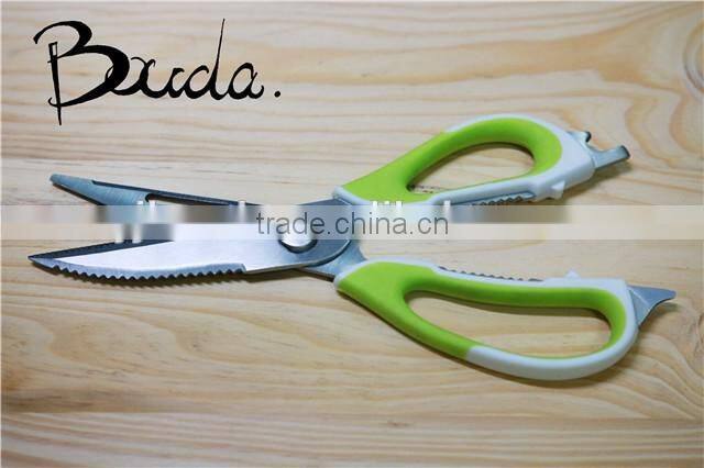 Multifunction stainless steel kitchen scissors with PP+TPR handle BD-S1630