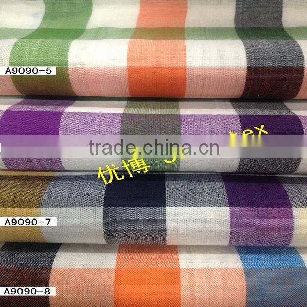 100%cotton check 40s yarn dyed check fabric with ready bulk stock