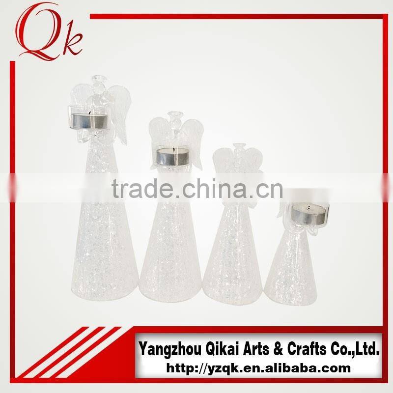 Unique modeling glass angels glass crafts with candlestick for home decoration