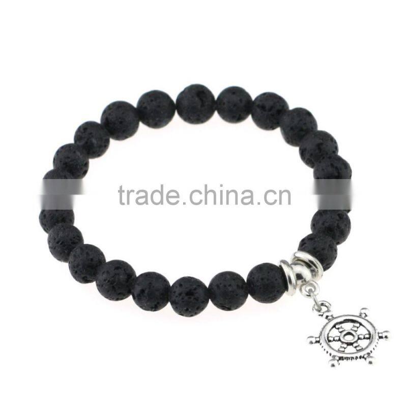 Handmade Fashion Unisex Popular Nature Volcanic Cute Pendant Elasticity Bracelet