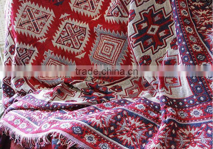 Boucle throw blanket french tapestry jacquard woven blanket