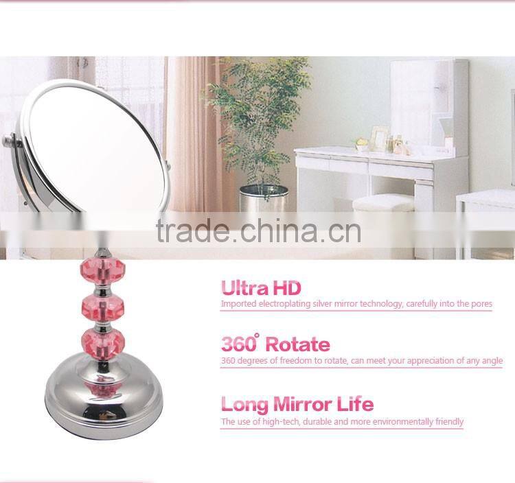 Double sided pink acrylic cosmetic mirror
