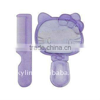 Popular round plastic foldable comb with mirror