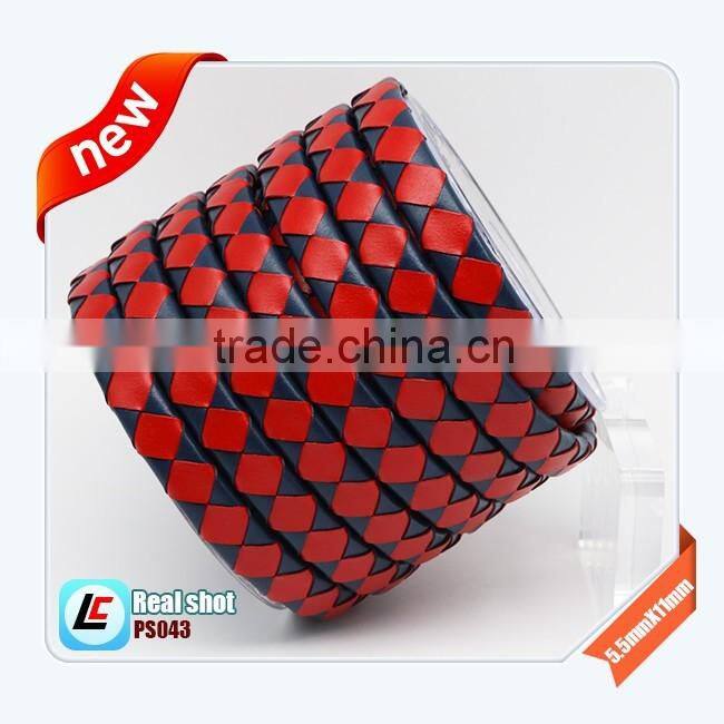 14mm Width and 6mm Thick Black Flat Braided Leather Cord High Quality