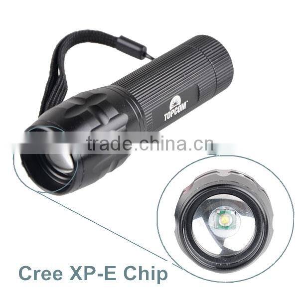 3W XPE Zoomable Ultra Bright Rechargeable Aluminium LED Torch Light Police Flashlight
