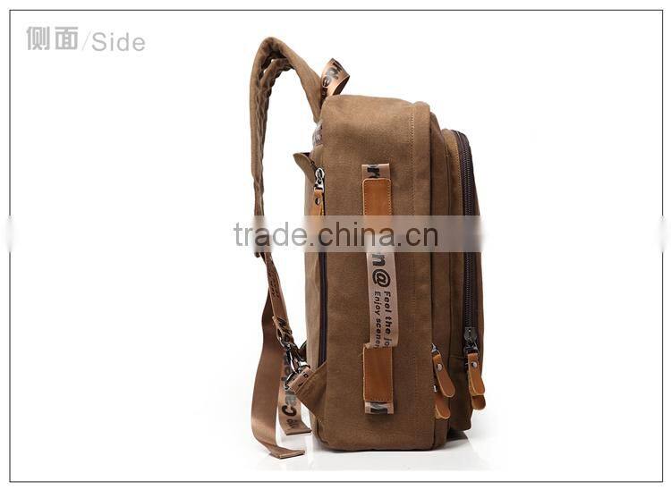 2014 High quality newest style black canvas backpacks for men,Multi-functional college backpac,classic khaki canvas backpack