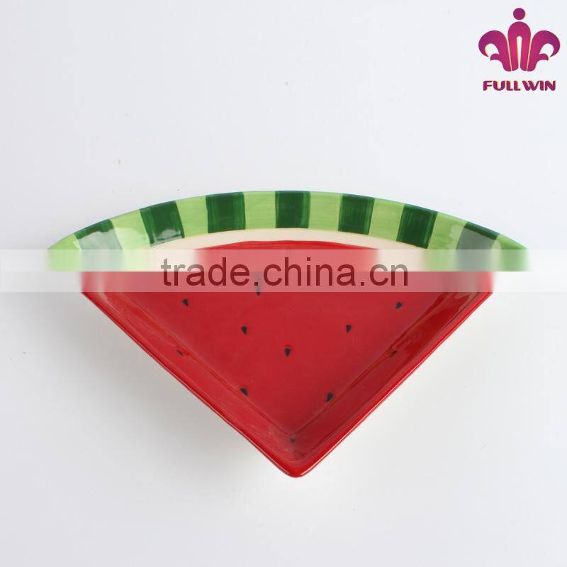 Cheap bulk ceramic triangle plate with watermelon