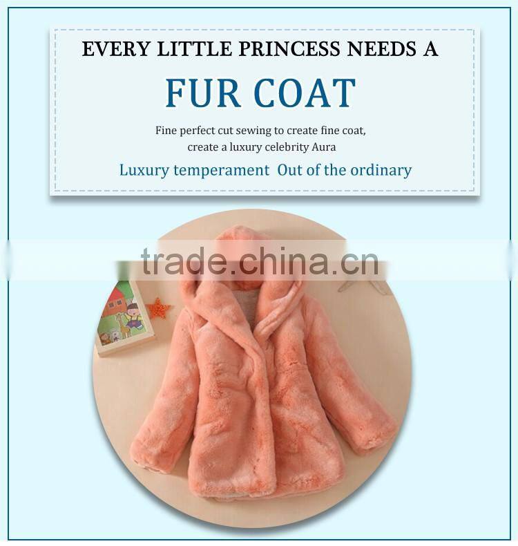 girl winter fake fur clothes, hooded fur coat for kids