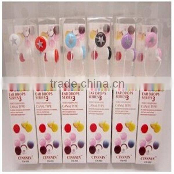 new fashion hot selling high quality star earphones for cellphone, MP3, MP4, MP5, notebook