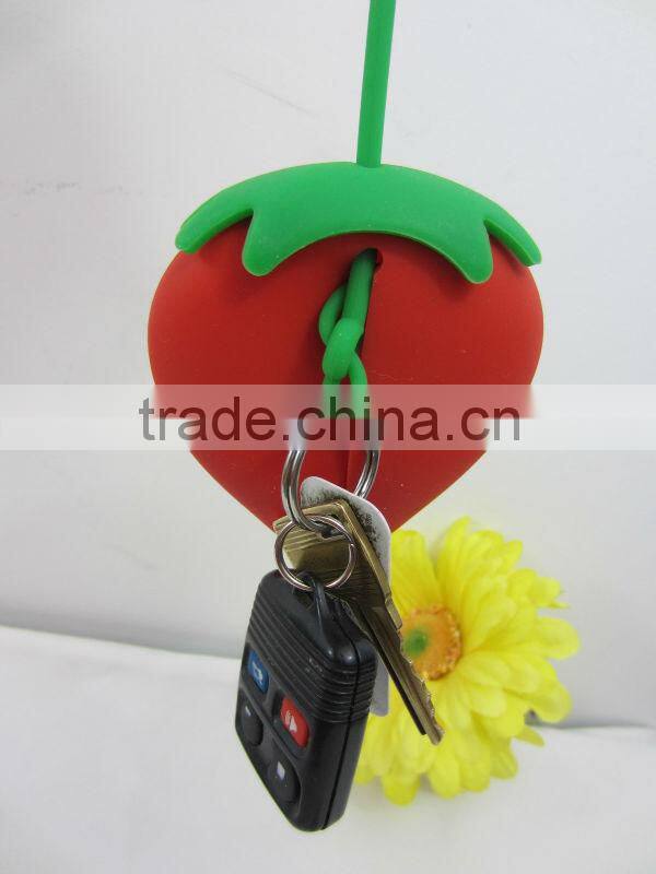 Fashion Strawberry Cute styles Silicone Key holder soft skin case factory