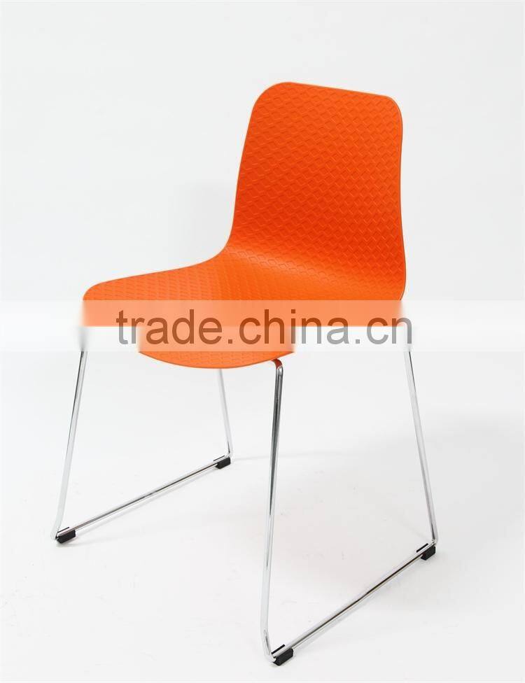 Cheap Dining Room Furniture Leisure Plastic Chair with Chrome Legs